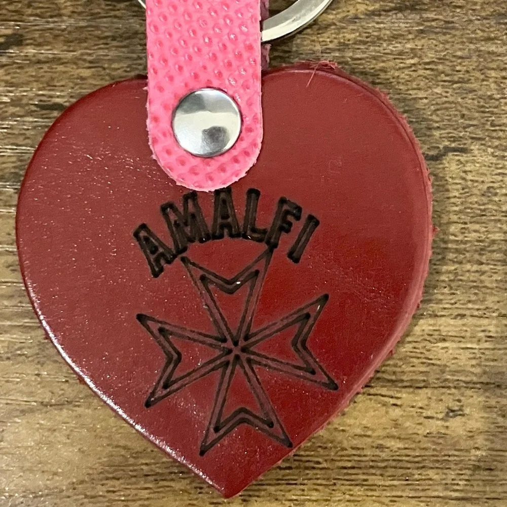 Genuine Leather Almalfi Heart Keychain Purse Charm NWOT